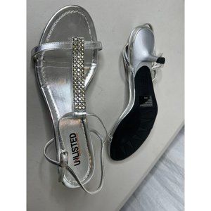 Unlisted Silver Women's Size 8 1/2 Heels  2 1/2 inches High Buckle Ankle Strap A